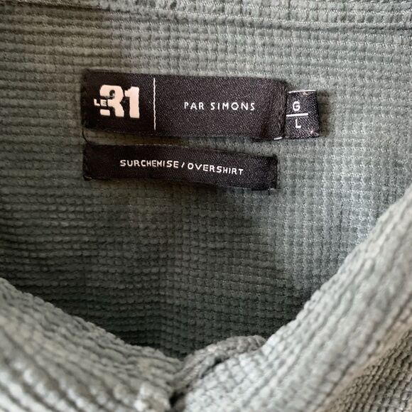 Le 31 Par Simons Overshirt Shacket Men L Green Long Sleeve Vision Organic Cotton - Picture 3 of 16